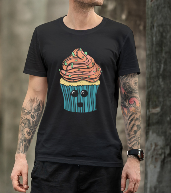 Happy Cactus Cupcake Kawaii Face T-Shirt