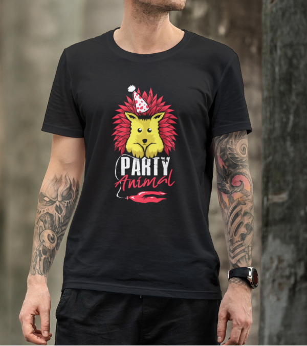 Party Animal Hedgehog Retro 70s Vintage Animal Lover T-Shirt