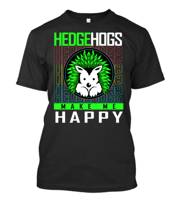 Hedgehogs Make Me Happy Retro 70s Vintage Animal Lover T-Shirt