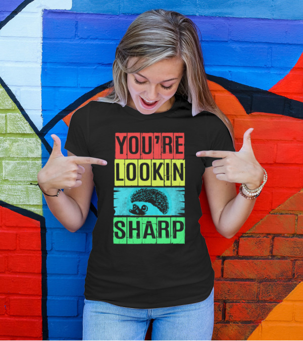 Hedgehog You're Lookin Sharp Retro 70s Vintage Animal Lover M8 T-Shirt