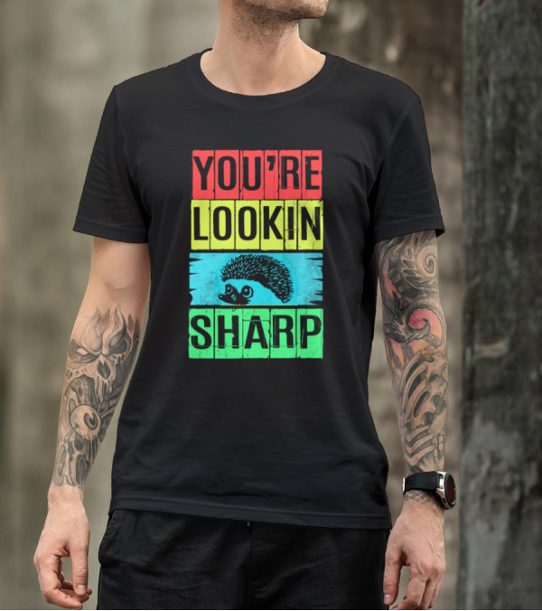 Hedgehog You're Lookin Sharp Retro 70s Vintage Animal Lover M8 T-Shirt