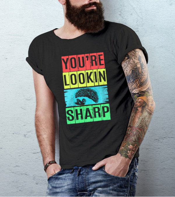 Hedgehog You're Lookin Sharp Retro 70s Vintage Animal Lover M8 T-Shirt