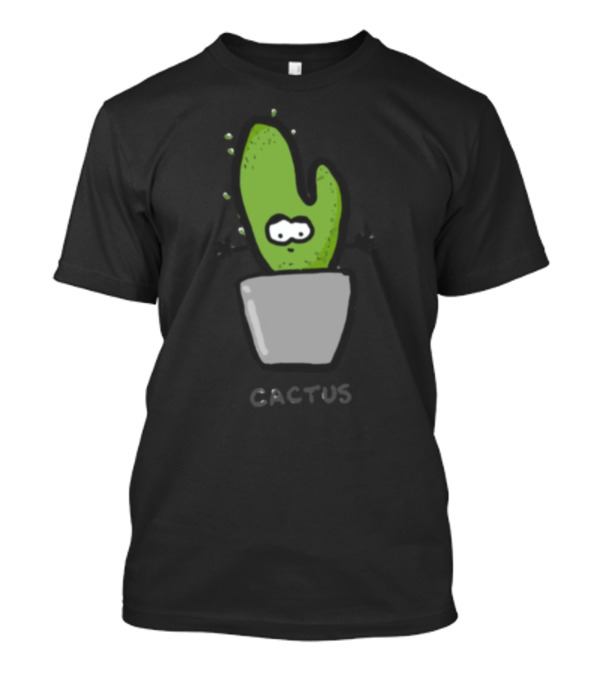 Hi My Name Is Cactus Playful Cartoon Plant In Pot T-Shirt