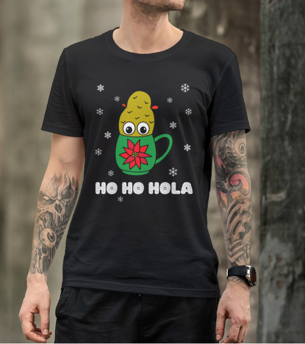 Ho Ho Hola Christmas Cactus Mug With Snowflakes T-Shirt