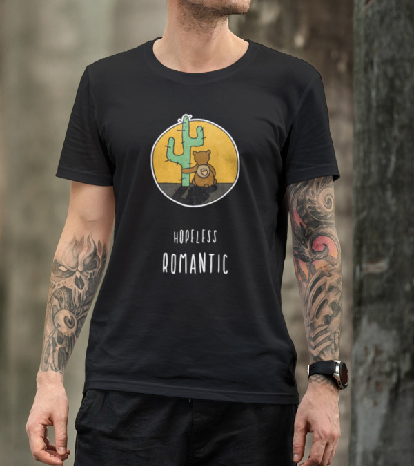 Hopeless Romantic Bear Hugging Cactus T-Shirt