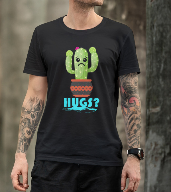 Hugs? Cute Frowning Cactus Desert Garden Plant T-Shirt