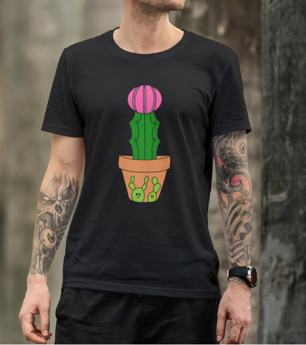 Hybrid Cactus With Smiling Cacti Friends In Cute Pot T-Shirt