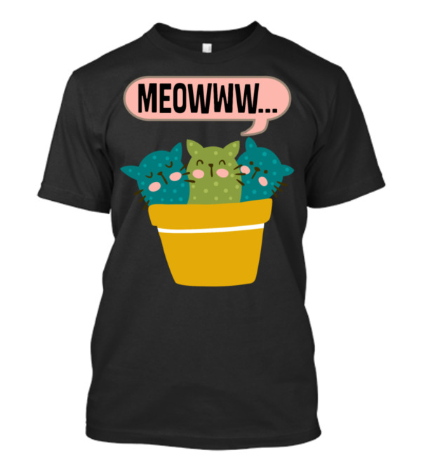Meowww Kitty Cat Cactus Gardening T-Shirt