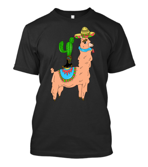 Llama Alpaca Mama With Sombrero And Cactus Boot Drama T-Shirt