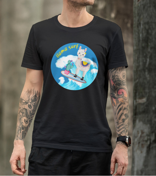 Llama Surf Catch The Wave Cactus Surfing Lama T-Shirt