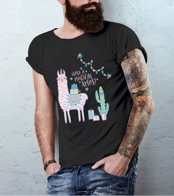 Have A Magical Xmas Llamacorn Llama Unicorn Holiday T-Shirt
