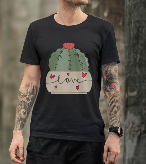 Melocactus Cactus Love Pot With Hearts T-Shirt