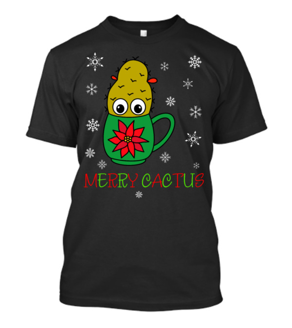 Merry Cactus Christmas Cactus Mug With Snowflakes T-Shirt