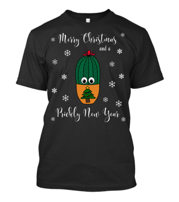Merry Christmas And A Prickly New Year Cactus Festive Snowflake T-Shirt