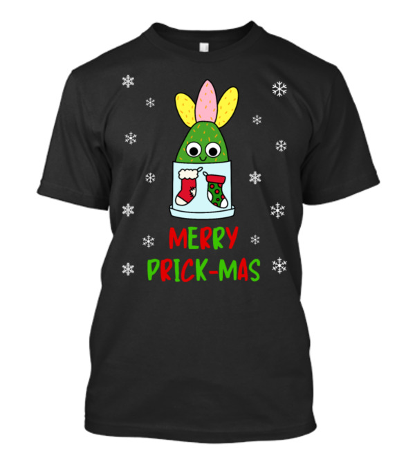 Merry Prick Mas Hybrid Cactus In Festive Stockings And Snowflakes T-Shirt