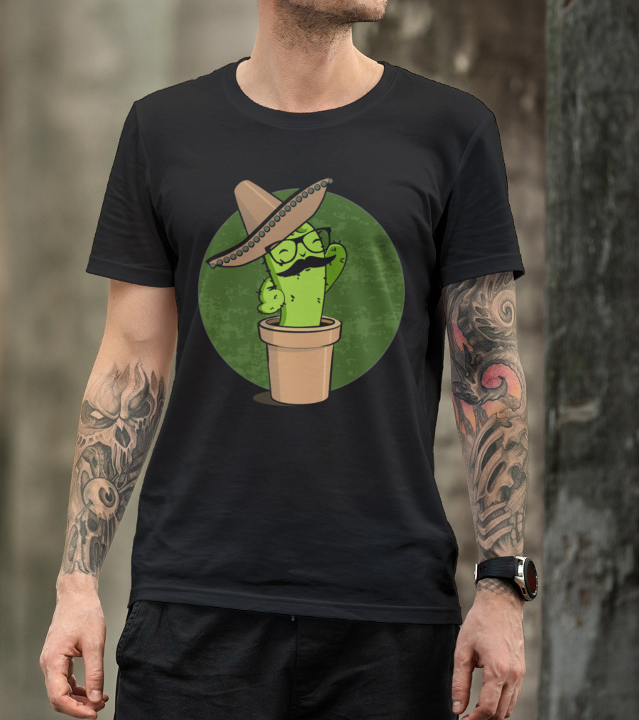 Mexican Cactus Sombrero Glasses Mustache B Ddp T-Shirt