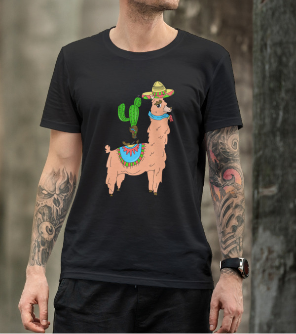Mexican Llama Sombrero Cactus Boot Funny Lover T-Shirt