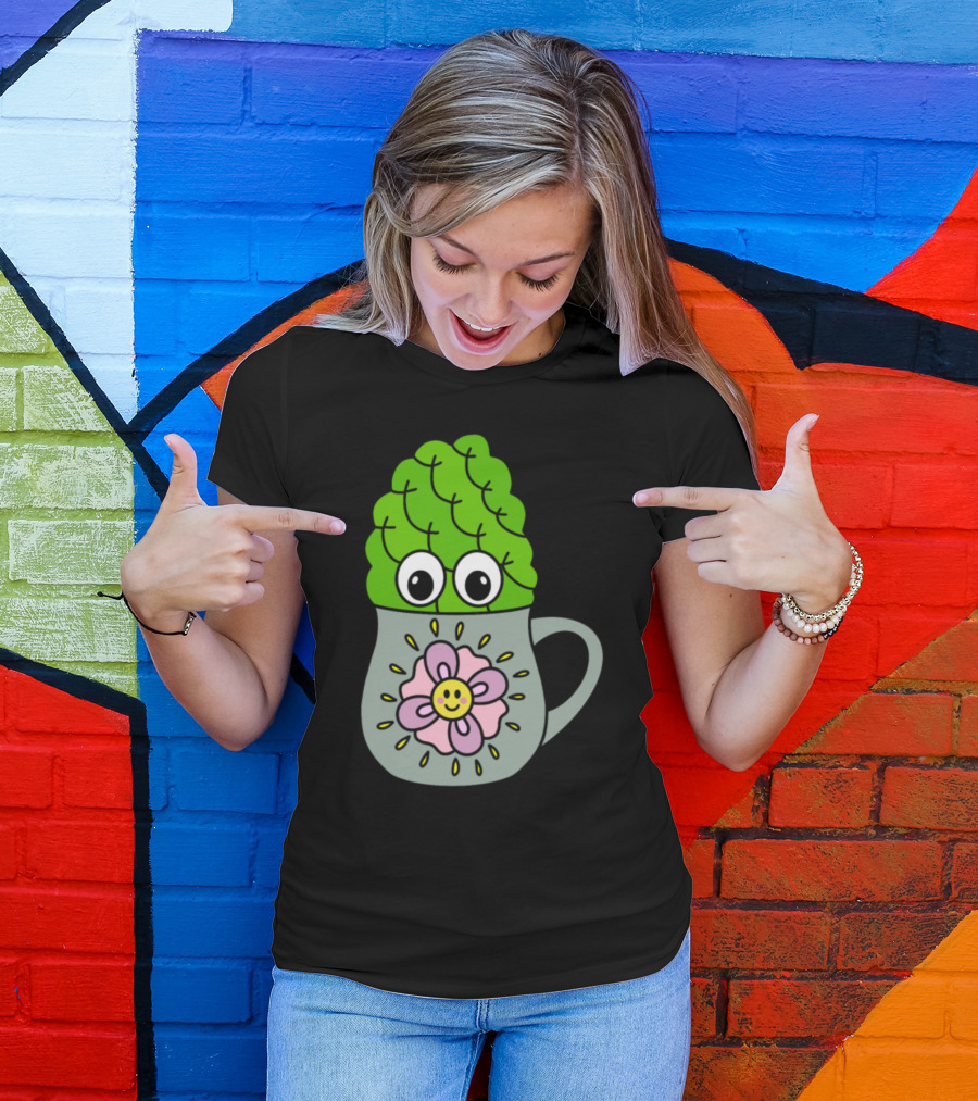 Mini Cactus In Flower Smile Mug T-Shirt