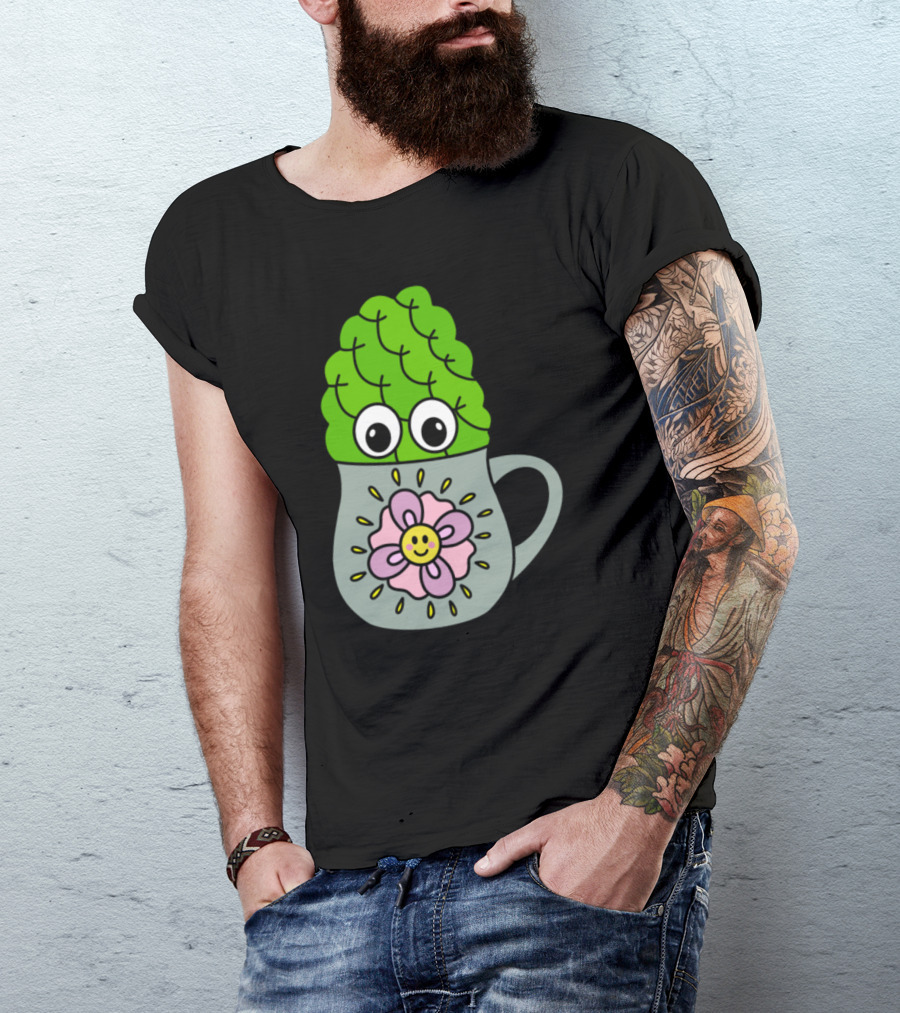 Mini Cactus In Flower Smile Mug T-Shirt