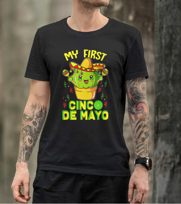 My First Cinco De Mayo Mexican Cactus Sombrero Maracas Lime Fiesta T-Shirt