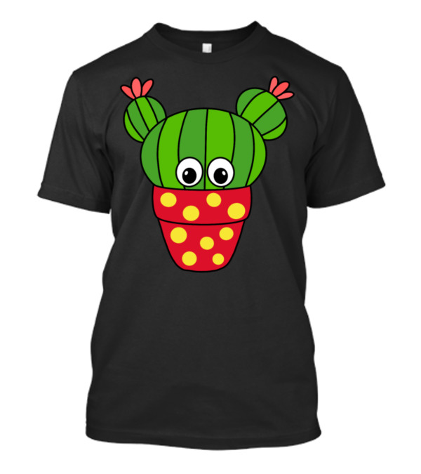 Nice Cactus With Big Eyes In Red Polka Dot Pot T-Shirt