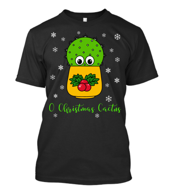 O Christmas Cactus Cute Cactus In Festive Pot With Snowflakes T-Shirt