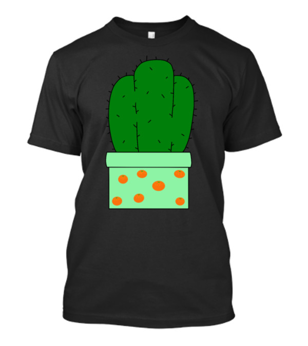 Orange Dotted Pot Green Cactus T-Shirt