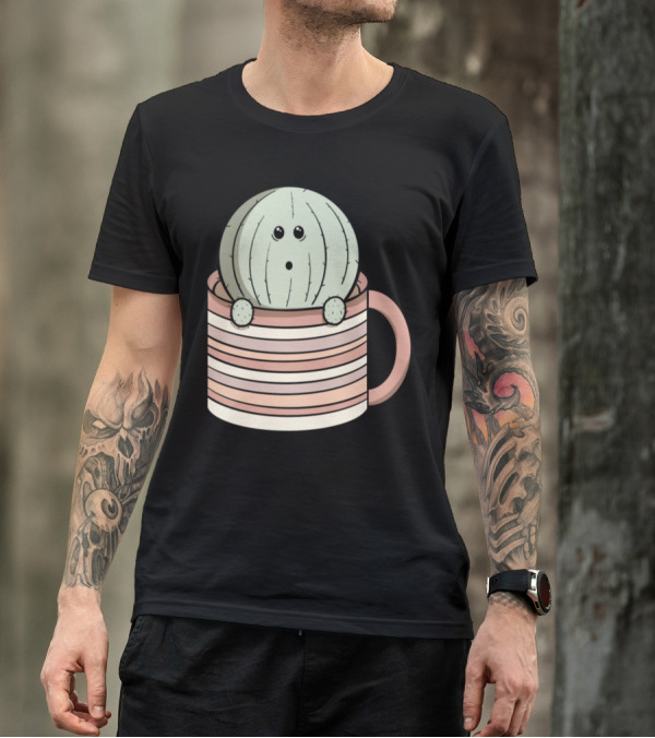 Over Caffeinated Cactus Mug With Striped T-Shirt