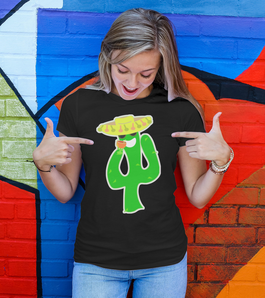 Party Cactus With Sombrero And Drink T-Shirt