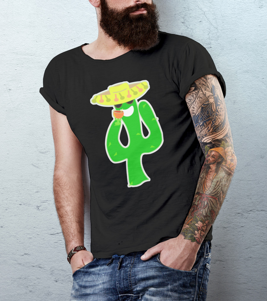 Party Cactus With Sombrero And Drink T-Shirt