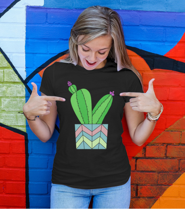 Pastel Pot Zigzag Cactus T-Shirt