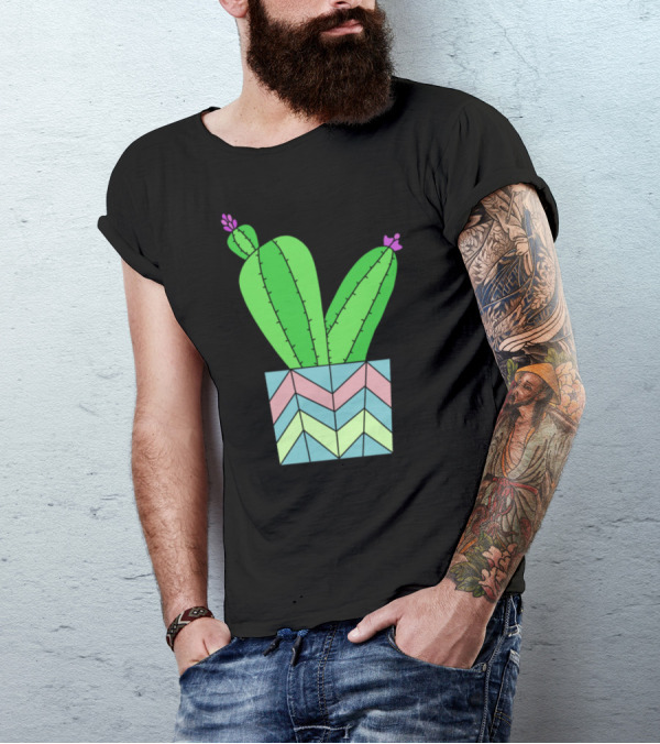 Pastel Pot Zigzag Cactus T-Shirt