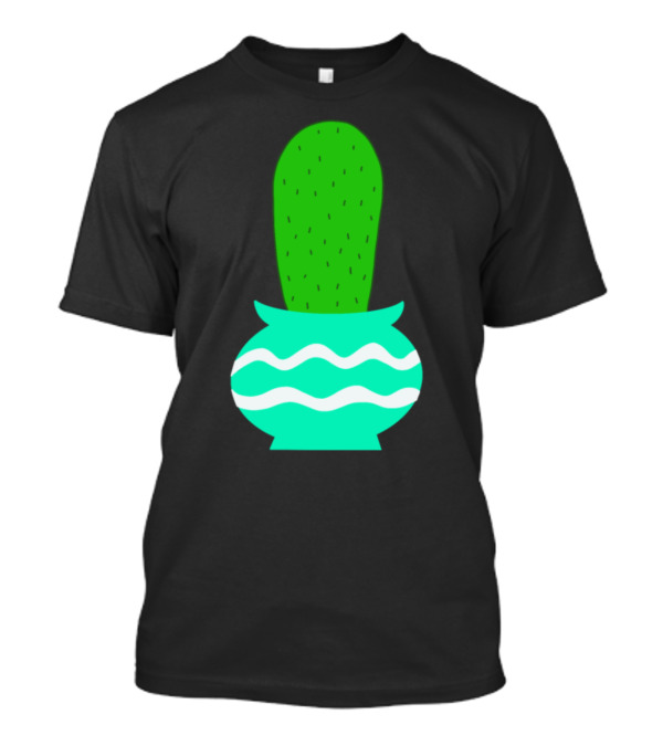 Plain Thumbup Cactus Pot With Wavy Lines T-Shirt