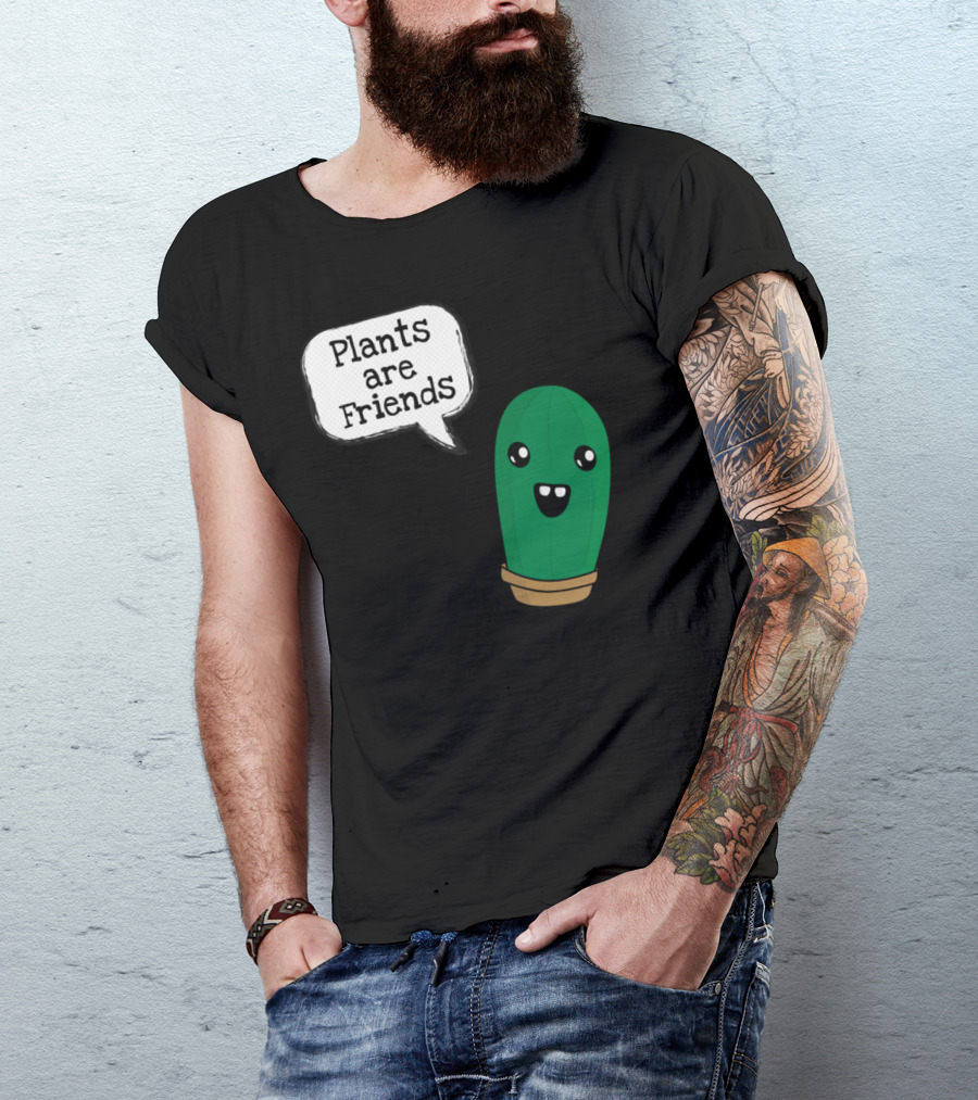 Plants Are Friends Happy Cactus T-Shirt