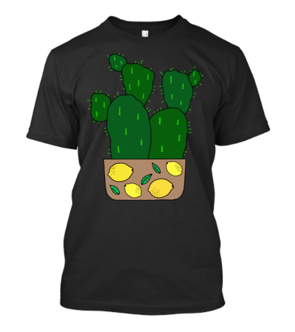 Potato Cacti In Lemon Decorated Pot With Green Prickly Paddles T-Shirt