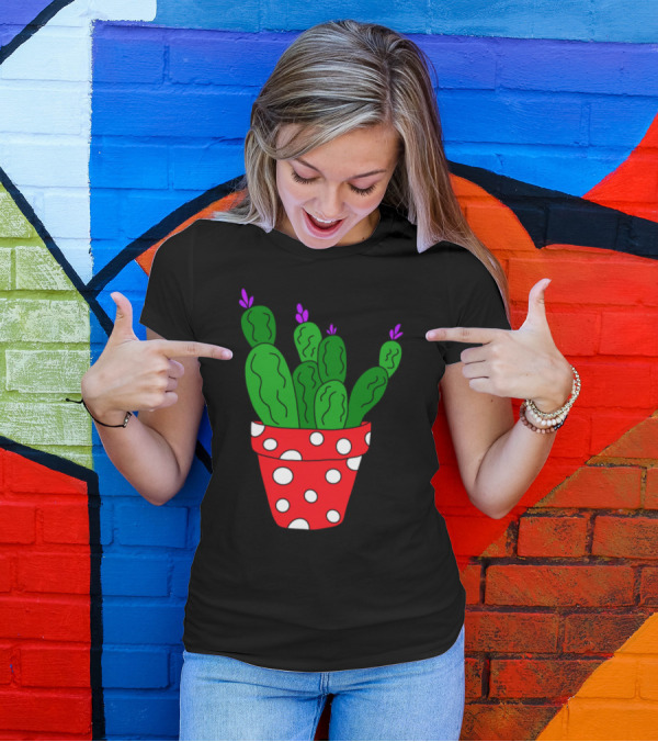 Polka Dot Red Cactus Pot T-Shirt