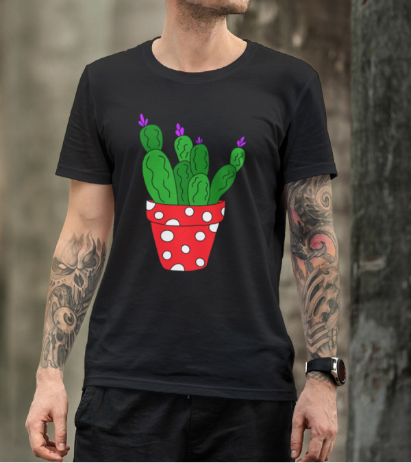 Polka Dot Red Cactus Pot T-Shirt
