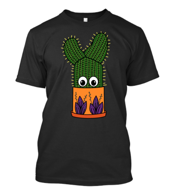 Potted Saguaro With Eyes In Floral Decorated Pot T-Shirt