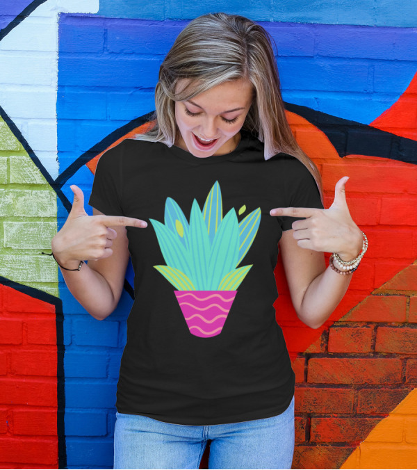 Pretty Aloe Vera In Vibrantly Colored Pink Pot T-Shirt