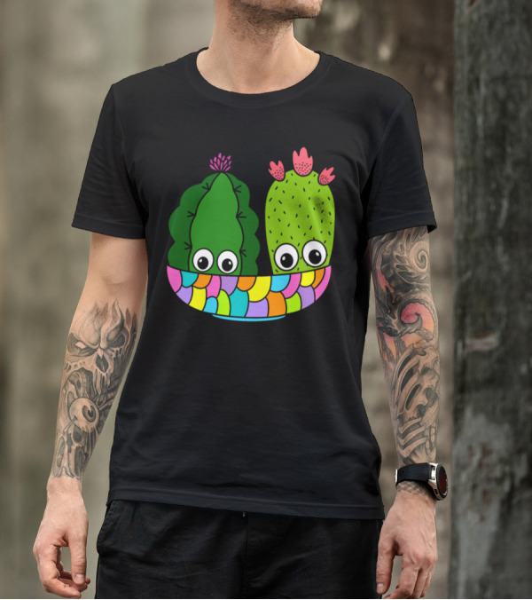 Pretty Cacti Arrangement With Eyes In Colorful Bowl T-Shirt