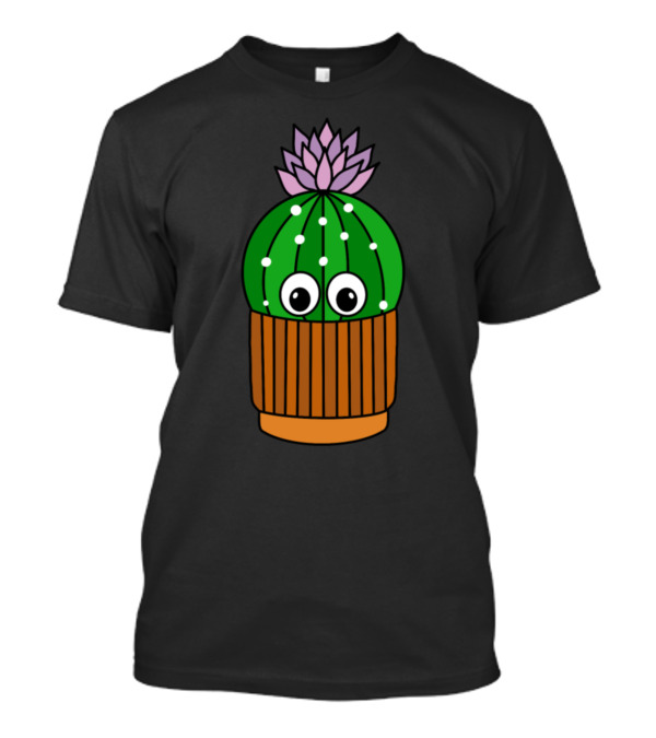 Pretty Cactus With Eyes In Terracotta Pot With Purple Flower T-Shirt