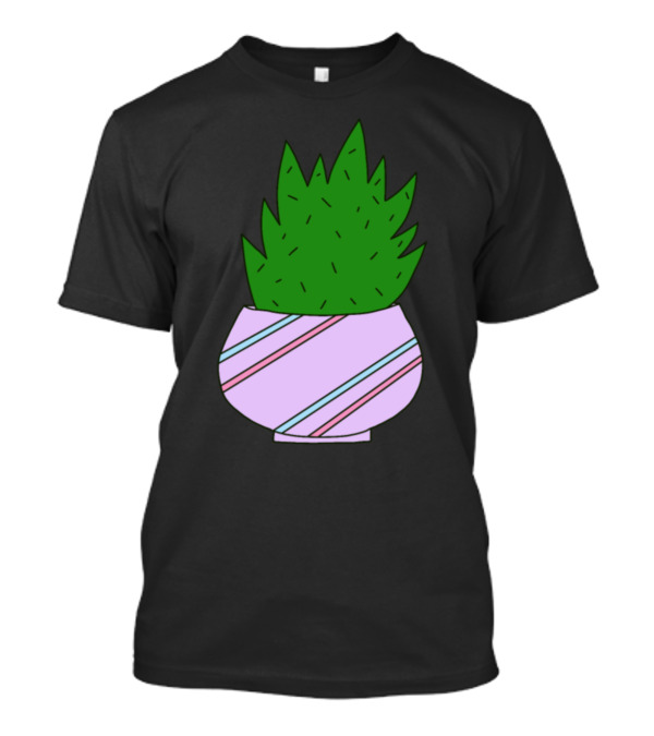 Pretty Succulent In Striped Pastel Pot T-Shirt