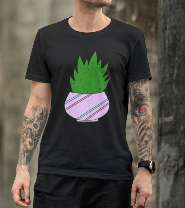 Pretty Succulent In Striped Pastel Pot T-Shirt