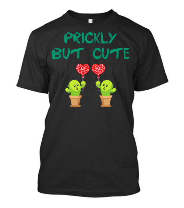 Prickly But Cute Happy Cacti Holding Heart Balloons T-Shirt