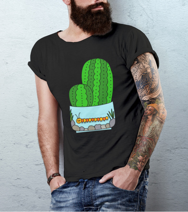 Prickly Pear Cacti In Caterpillar Planter Pot T-Shirt