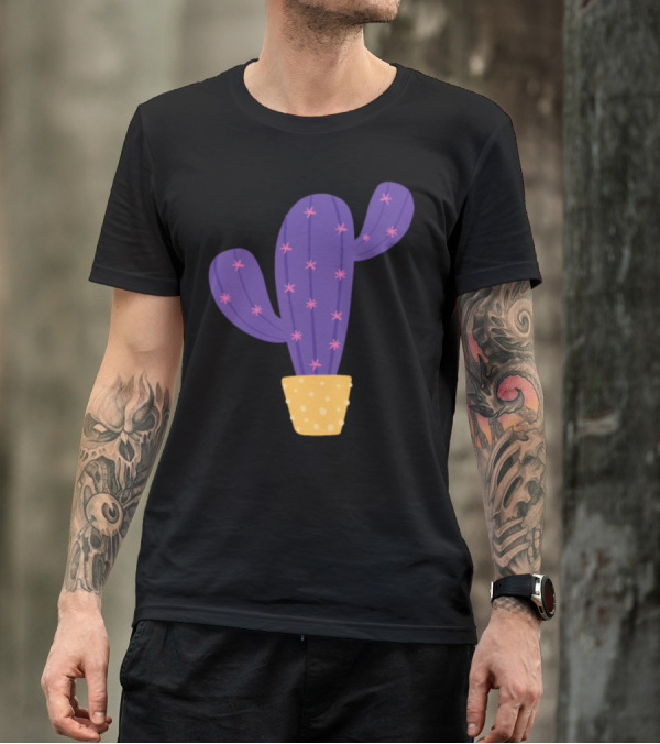 Purple Cactus Flower Cute Funny Sarcastic Whimsical Desert Plant T-Shirt