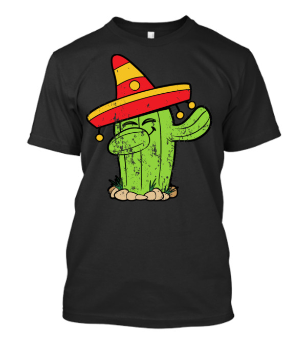 Retro Vintage Grunge Cactus Dabbing With Sombrero T-Shirt