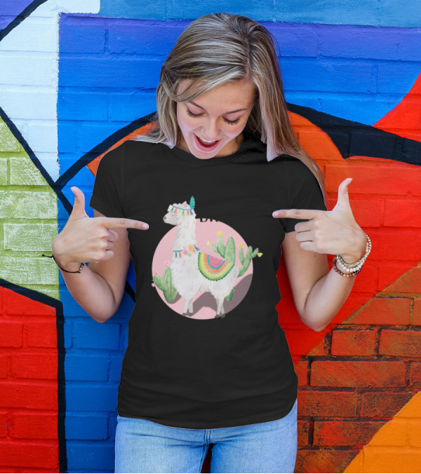 Save The Drama For Your Llama With Cactus And Colorful Blanket T-Shirt