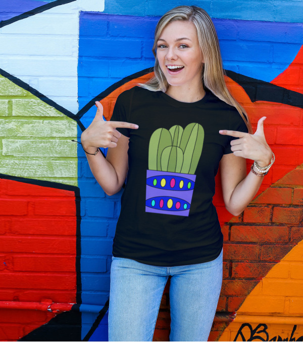 Simple Cacti In Colorful Fancy Pot T-Shirt