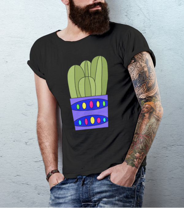 Simple Cacti In Colorful Fancy Pot T-Shirt